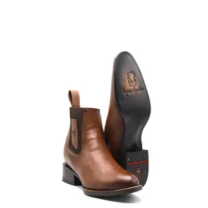 2793158- Men's Vaquero Signature Plain Charro Ankle Toe Boots Canela Difuminado