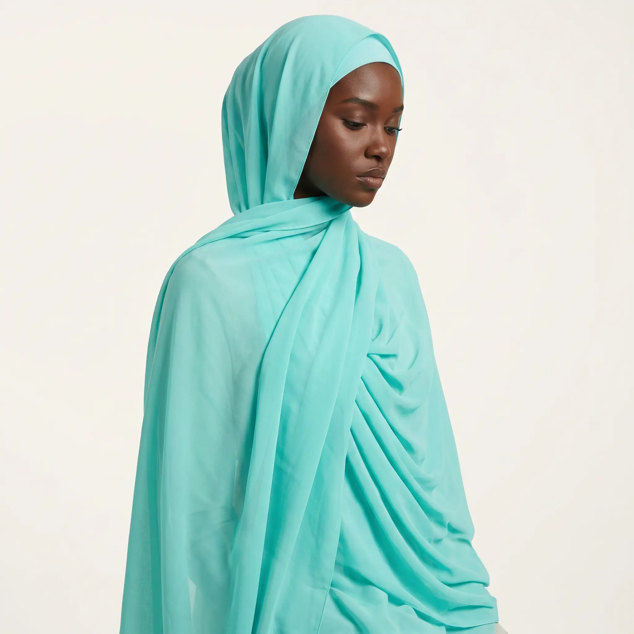 Premium Chiffon Hijab in Amalfi Aqua - Soft Lightweight Pashmina Scarf for Women, Breathable for All-Day Formal & Casual Wear, Pashmina Scarves, Chiffon Pashmina Scarves