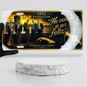 Los Zafiros Homenaje "He Venido a Ser Feliz" Metal Decor Plaque, 6x12 in Home Sign, Household Room Decor Item