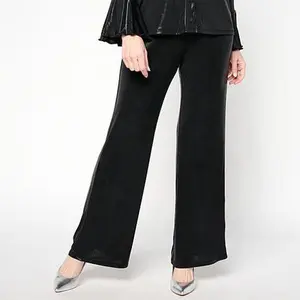 G by Giuliana 24K Shine Knit Pull-On Wide-Leg Flare Pant