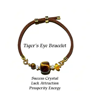 Designer Concept Handmade Semi-DIY Brown Rope Bracelet Lucky Transporter, Tiger eye Stone Woven Rope Adjustable Hand Jewelry, Customizable Fashion Jewelry with Unique Charm Bracelet