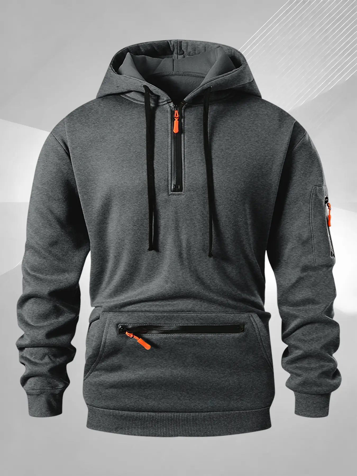 Men's Half-Zip Hoodie, Long Sleeve, Sweatshirts, Trendy New Design, Casual Fall & Winter Wear, Comfortable Fashion Pocket, Perfect Gift for Him