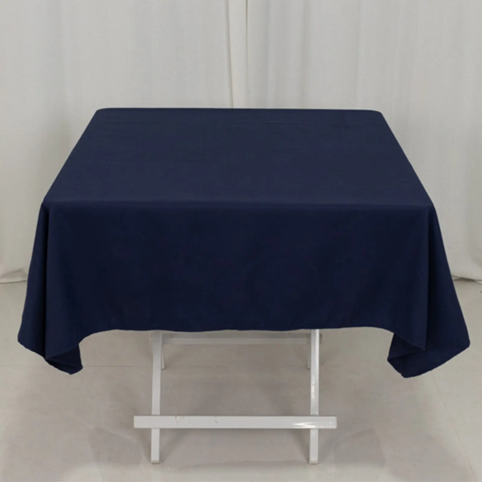 Navy Blue Cotton Blend Square Tablecloth - 54"x54" Wrinkle-Resistant Durable Home Accessory Table Cover for Banquet, Business Events