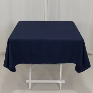 Cotton Blend Square Tablecloth 54"x54" Navy Blue - Wrinkle-Resistant and Durable Table Cover