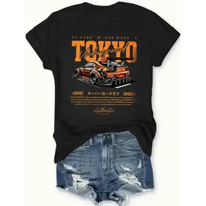 Tokyo Underground Car Graphic T Shirt Black Streetwear Casual Wear Personalized Unisex Women's Top Summer Comfortable Breathable Short Sleeve Tee Suitable For All Outfits Made In Usa