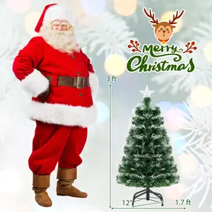 COSTWAY - 3 Feet Fiber Optic Christmas Tree with Branch Tips and Topper Star