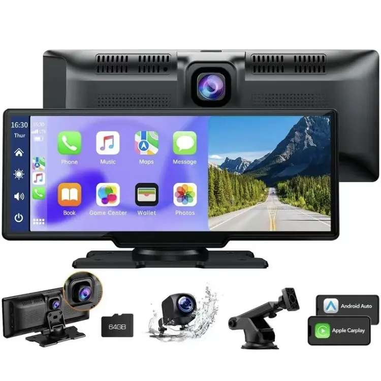 2024 Newest 9.26" WirelessCar StereoCarplay with 2.5K Dash Cam1080P BackupCamera, PortableTouchscreen GPs Navigationfor Car,Car Stereo Receiver withBluetooth,AirPlay,AUX/FM, Googel,Siri,car accessories