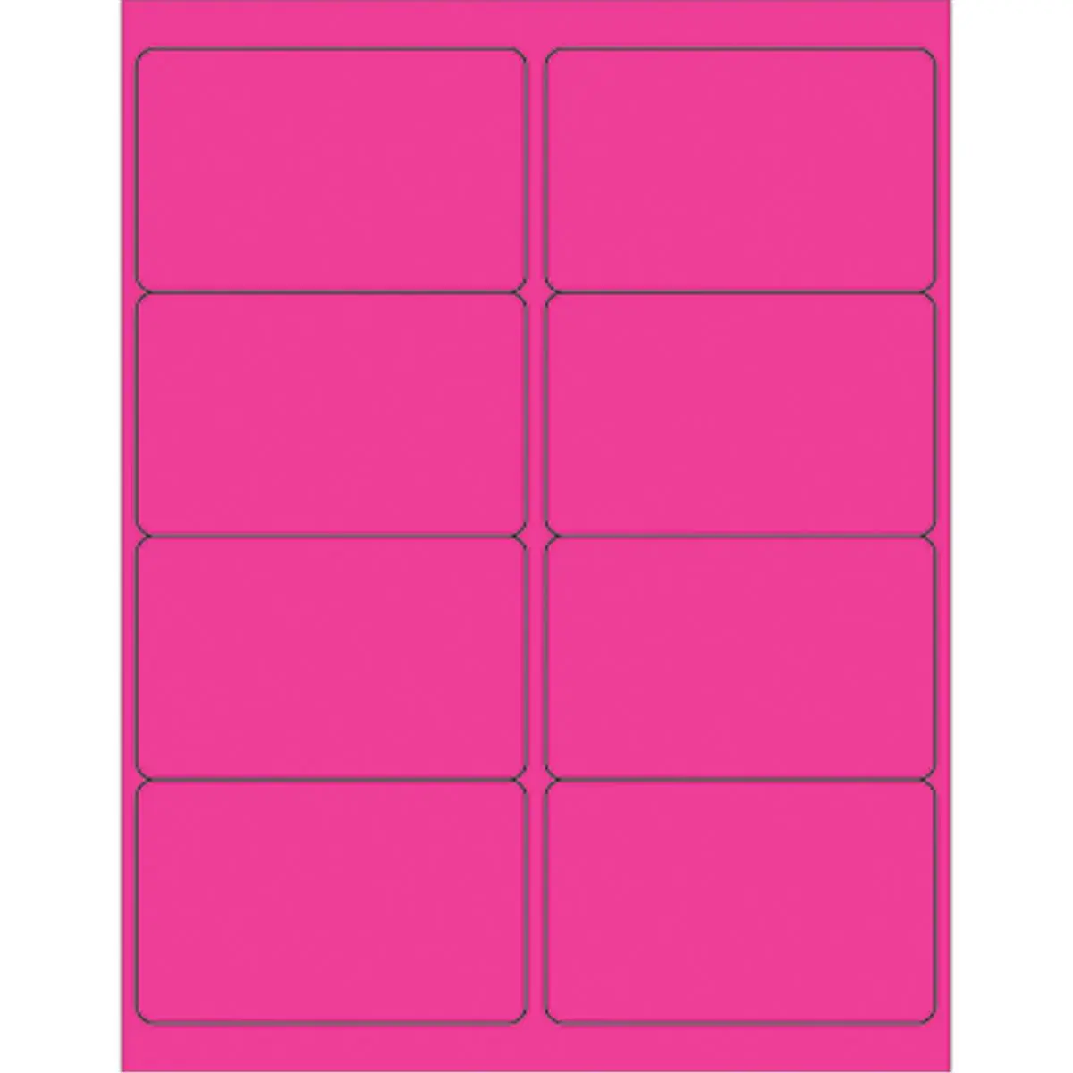 Box Partners LL179PK Permanent Self-Adhesive Plastic Rectangular Fluorescent Pink Mailing Labels - 4" W x 2.5" H (2 1/2" H x 4" W), Pack of 800, Laser/Inkjet Printer Compatible, Paper, Ideal for Glass Surfaces & Custom Label Printing
