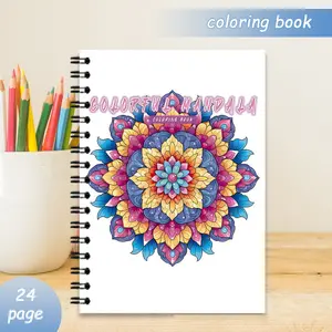 Mandala Theme Coloring Book, Spiral Binding, Dual Coil, 180 Degrees Flat Lay, Smooth Coloring Experience, No Page Curling