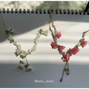 [NEW] Colorful Flower Garden Handmade Necklace – Floral Beaded Adjustable Necklace, Cute Gift for Her
