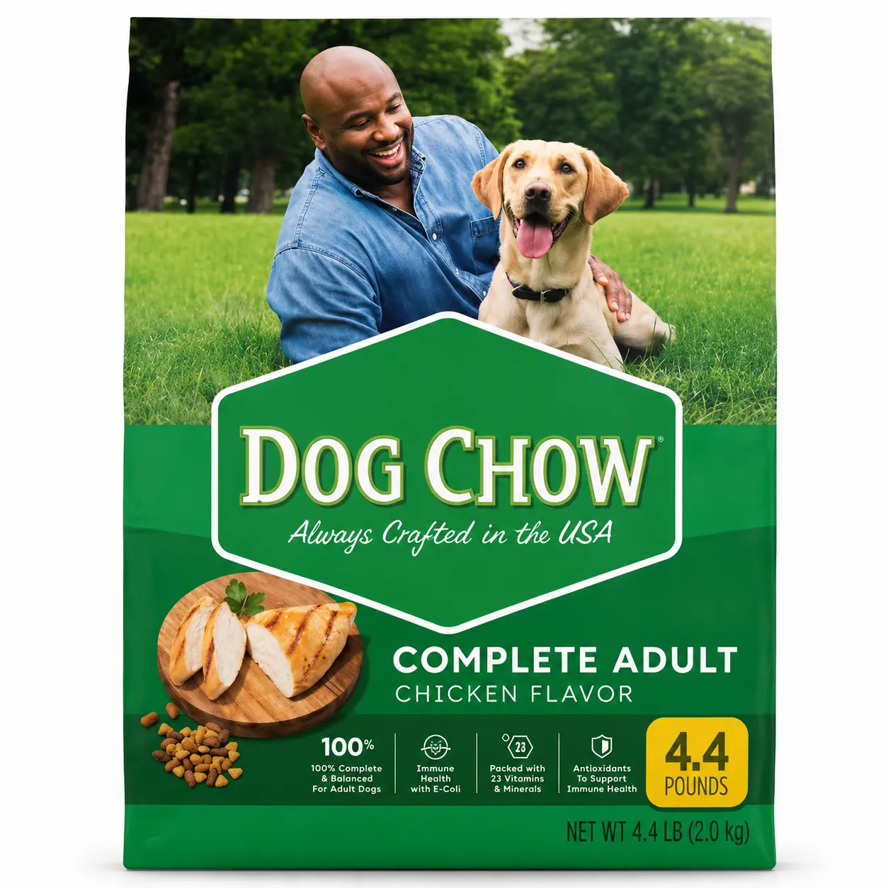 Dog Chow Chicken Flavor Dry Dog Food Complete Adult, 4.4 lb Bag