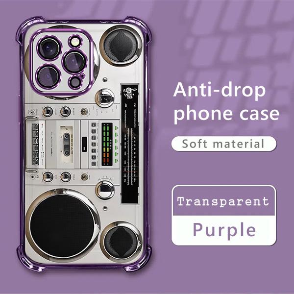 Retro Cassette Pattern Silicone Soft Phone Cases for iPhone17 Pro max Air 16 Plus 15 14 13 12 11 & Samsung Galaxy S26 S25 S24 S23 S22 S21 EDGE Ultra Plus FE Clear TPU Airbag Shockproof Protective Cover Gift For Birthday Thanksgiving Christmas Halloween