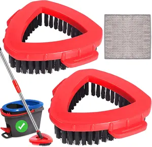 Scrub Brush for O-Cedar RinseClean 2-Tank System – Replacement Spin Mop Scrubber Head with 2 Hard Bristle Brushes & 1 Cleaning Cloth for Bathroom, Kitchen & Tub