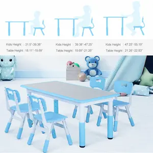 Toddler Arts & Grafts Multi Activity Desk,Kids Table and 4 Chairs Set, Non-Slip Legs, Graffiti Desktop,Height Adjustable, Reading Daycare Classroom Home,Children Study Dining Table
