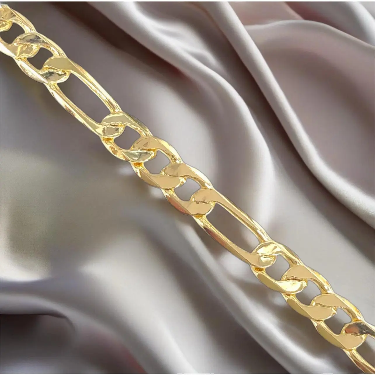 Genuine Solid 14K Gold Figaro Chain Bracelet