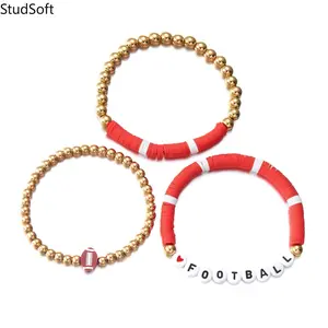 2026 New Arrival: Three-Piece Letter Beaded Polymer Clay Bracelet with Color Blocking and Personalized Fashion Bracelet