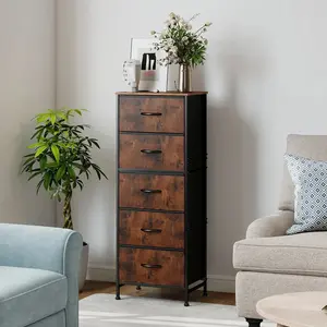 48 Inch 5-Drawer Fabric Dresser Steel Frame Storage Cabinet, Bedroom Nightstand Closet Wardrobe Organizer for Clothes Furniture