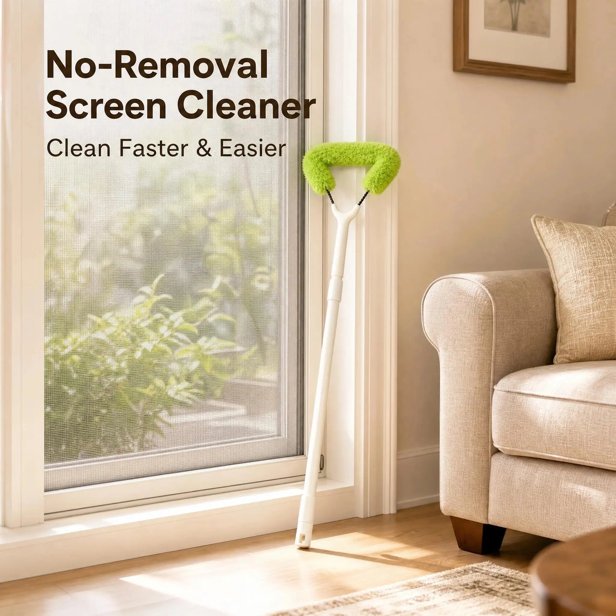 Rosslife Lightweight Window Screen Cleaning Brush with Extendable Handle - No-Removal Soft-Bristle Cleaner for Home Users, Windows, Air Vents, Soft Bristles