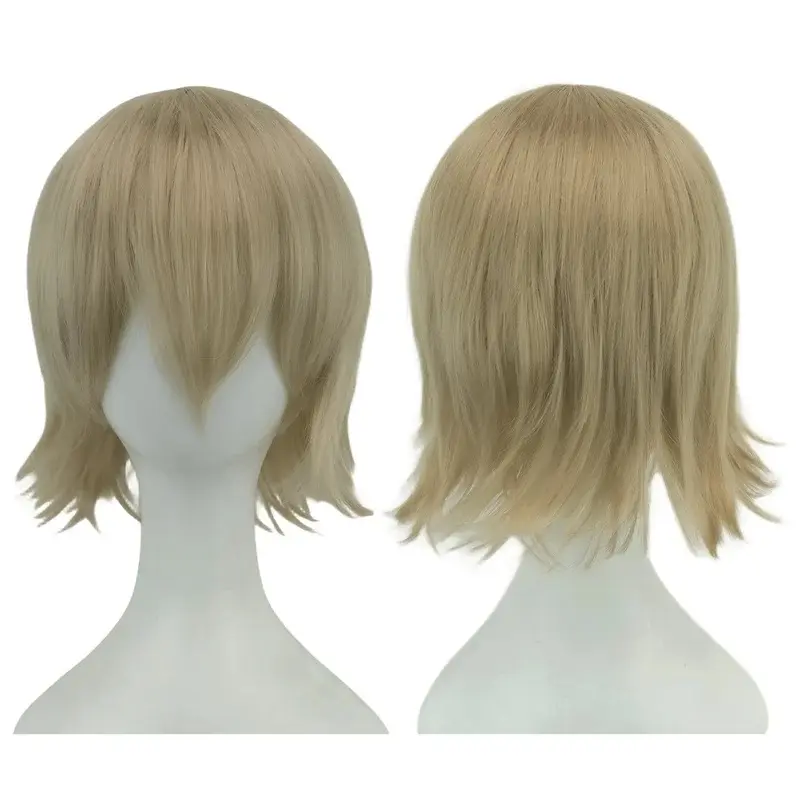 New Synthetic Unisex 12 Inches Short Cosplay Hair Party BOB Wigs with Bangs Pink Blonde Orange Halloween Costume Lolita Wig