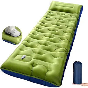 Extra Wide 6 Inch Thick Inflatable Camping Sleeping Pad with Built-in Foot Pump and Pillow, Ultralight Camping Mat for Outdoor Hiking Camping