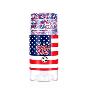 Red white blue star glitter stick, buildable shimmer gel for face hair body, leakproof stick, ideal for  themed party decor