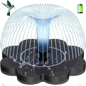 3.5W Solar Fountain with 2000mAh  - Work  Cloudy Day- Upgrade Lucky Flower Glass Panel Solar Bird Bath Fountains, Hummingbird Water Fountain Pumps for Birdbath, Pool, and Pond