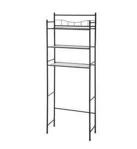 3-Shelf Over-The-Toilet Bathroom Storage Unit Black Steel Modern Design for Organized Storage