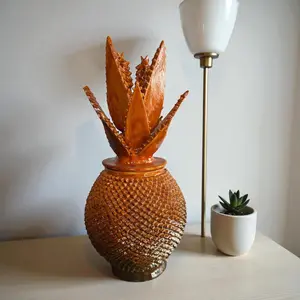 Mexican pottery, Pineapple decor, Mexican decoration, Pineapple sculpture, Glazed clay pineapple, Pottery from Michoacan