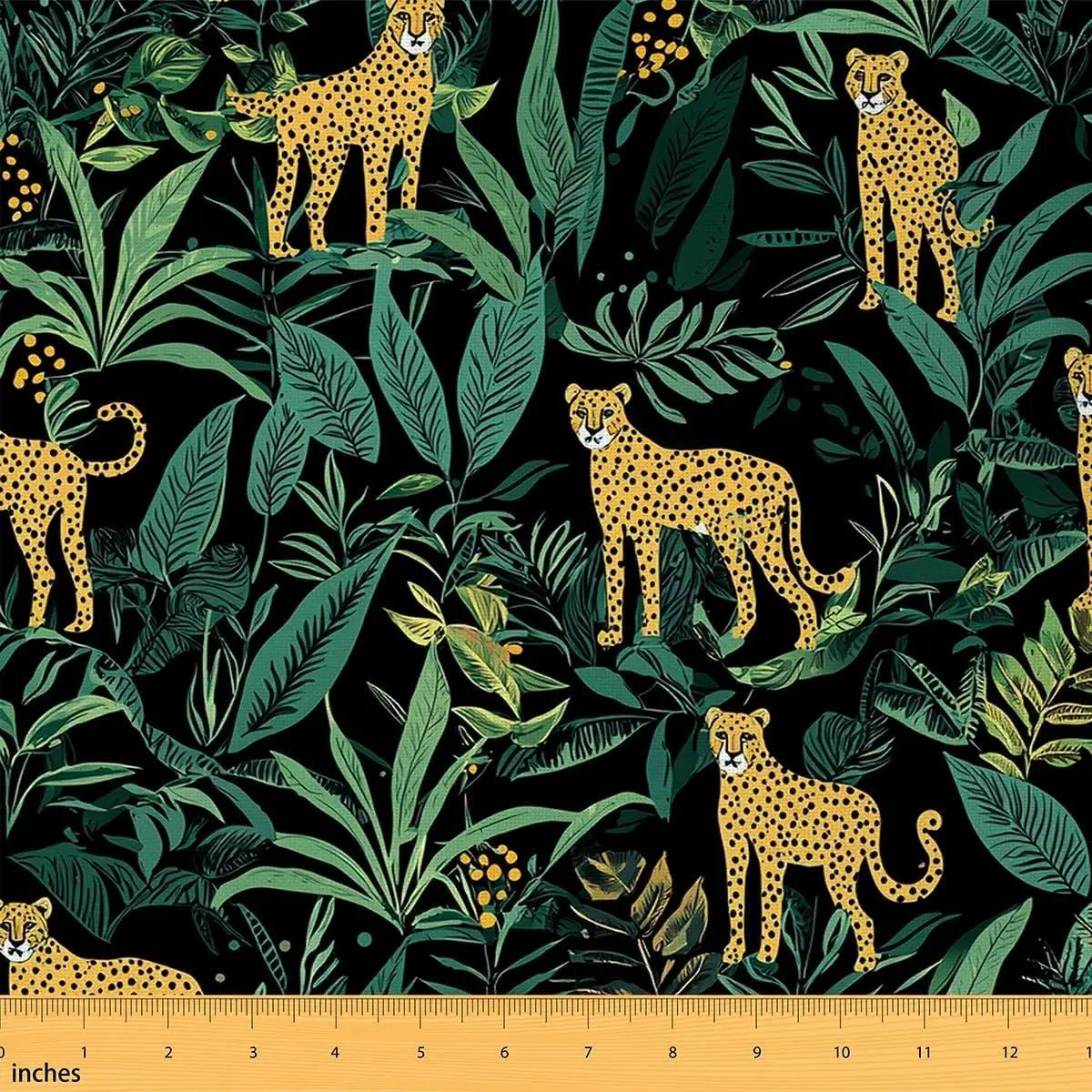Leopard Flannel Fabric Cheetah Print Upholstery Fabric Soft Not Stretchy Hawaiian Tropical Leaves Decorative Fabric Wildlife Animal Safari,Green
