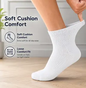 Cotton Diabetic Ankle Socks for Men & Women – Non-Binding, Cushioned  Moisture-Wicking, No Tight Marks, Stretchable, Soft Comfortable & Breathable for Swollen Feet (3/6/12 Pairs)