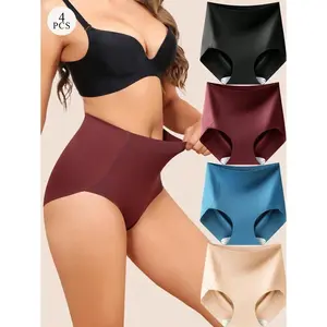 4-PackMultiColorWomenTummyControlUnderwearHighWaistedSeamlessPantiesNoShowPostpartumBriefsS-XXL