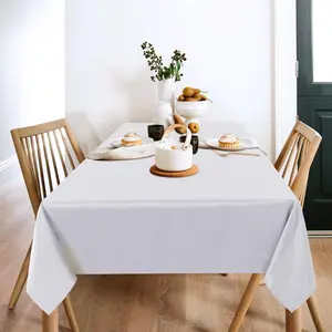 1 Pack 100% Polyester Rectangle Tablecloth, Solid, Wrinkle & Stain Resistant, Easy Clean, Fast Dry, Smooth Edge, Good Drape