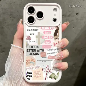 Walk by Faith Not by Sight Jesus Phone Case for iPhone 17 16 15 Pro Max Air 14 Plus 13 12 11 Christian Aesthetic Soft TPU Cover Shockproof Drop Protection Durable Shell Trendy Phone Accessories Creative Gift Idea TYJT260615011