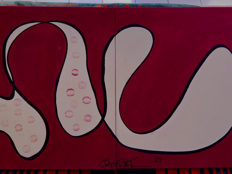 Bad.Art "Love Language" - Red & White Abstract Art Print for Modern Home Decor, 2-Panel Acrylic & Real Lipstick Diptych, Glow-in-the-Dark Pigment, Hand-Painted & Sealed