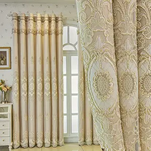 Elegant European-Style Double Layer Curtains with Embroidered Lace Valance - High Shading, Sheer & Solid Color Polyester for Living Room and Bedroom Decor, Home Decoration Curtain, Window Curtain, Curtains for Living Room, 1pcs