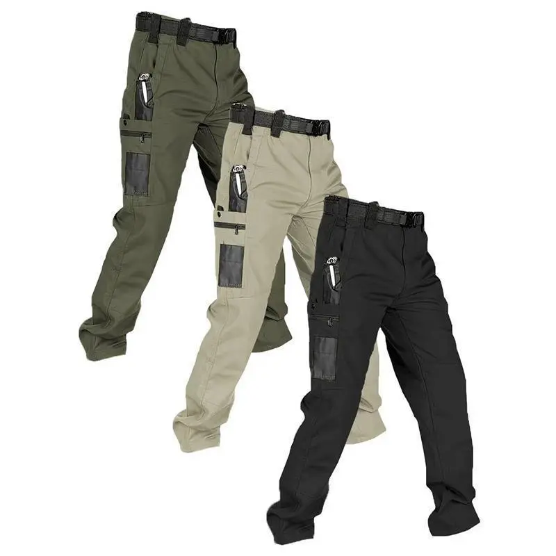 3-Pack Men's Solid Color Tactical WorkPants,230g/m2 new fabric, with MultiplePockets and Zipper Closures, DurableOutdoor Training Pants, Available in MultipleColors, Fishing, outdoor activities, work,hiking, camping, Suitable for Spring andAutumn Wear. ti