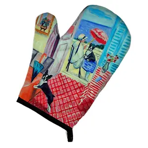 Carolines Treasures  Lady with Her Boston Terrier Oven Mitt