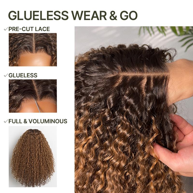 Frodio Veralux™ 13x6 HD Lace Wig Glueless Wear Go Pre-Cut Lace Wig 24” Golden Chestnut Curly Premium Fiber Wig – Full Density, Beginner Friendly TikTokShopBlackFriday