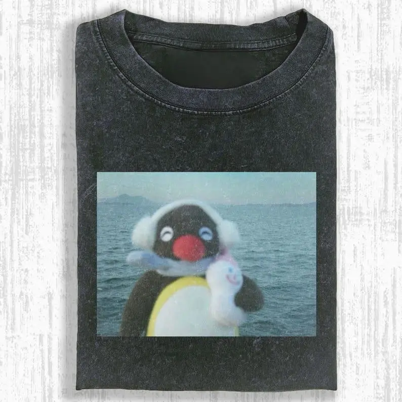 Funny Animal Vintage Graphic Tee, Pingu T-Shirt, Unisex Meme Cringe Funny Shirt,