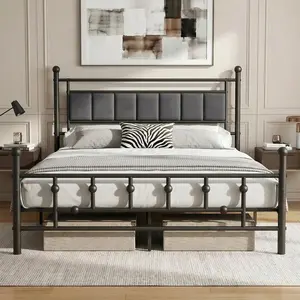 Velvet Upholstered Queen Bed Frame with Headboard - Heavy-Duty 13 Metal Slats Support, 14" Underbed Storage, Noise-Free, No Box Spring Needed