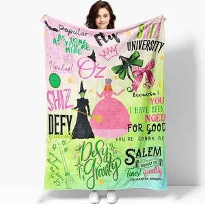 Wicked Change For Good Blanket, Defy Gravity Broomstick Magic Wand, Wizard Movie, Wicked Musical Fan Gift, Wizard of Oz Blanket