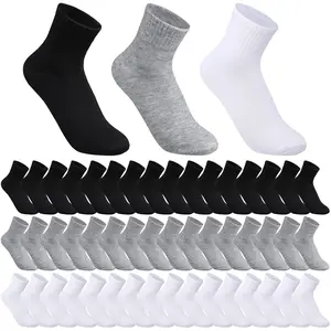 48 Pairs Men Quarter Ankle Socks Moisture Wicking Athletic Crew Casual Sports Socks Bulk for Homeless