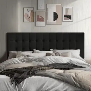 Elegant Modern Button Tufted Upholstered Adjustable Headboard in 100% Polyester Linen Fabric with Soft Foam Padding Available in Twin Full Queen and King Sizes