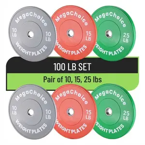 Garvee Color Rubber Bumper Weight Plates 2 in, Barbell Plates Set,10,15,25 Pairs,100 lbs Plates Sets For Home Gym Workout Strength Training