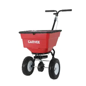 [FLASH SALE] Garvee 21 Gal Push Broadcast Spreader, Heavy-Duty Walk-Behind Lawn & Garden Spreader with 12 ft Spread Width, 13" Pneumatic All-Terrain Wheels & Adjustable Flow Control for Seed, Fertilizer, Salt & Ice Mel