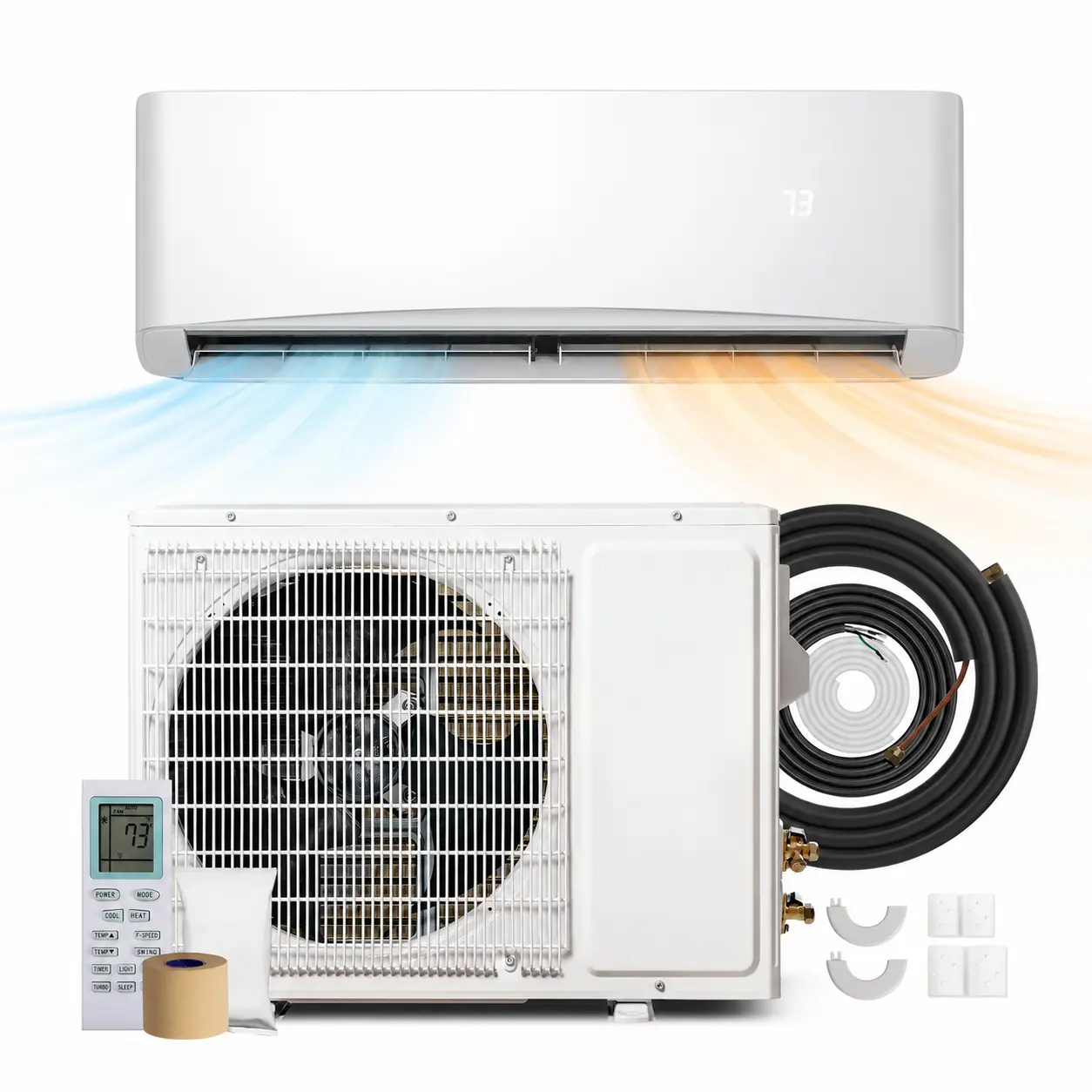 12000BTU Mini Split Air Conditioner & Heater With AHRI Certified, 17 SEER2  Inverter System, Covers Up to 450 Sq. Ft, Complete Installation Kit Included