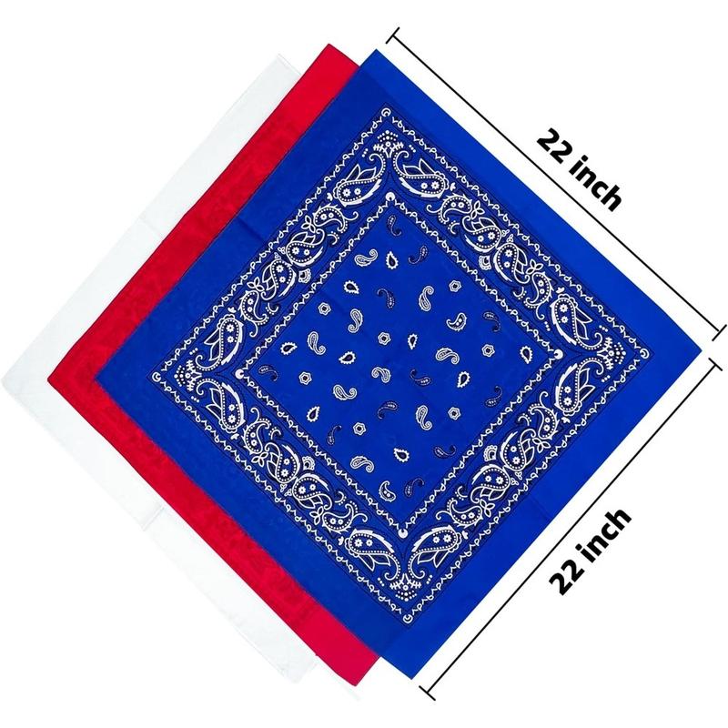 12-Pack Reversible Paisley Bandanas, Cotton Blend Handkerchiefs, Double Sides Printed Unisex Kerchief for Hip Hop, Street Dance & Outdoor Activities