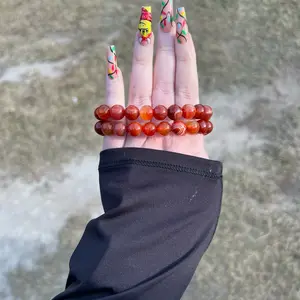 Natural Carnelian Beaded Bracelet - 8mm Width
