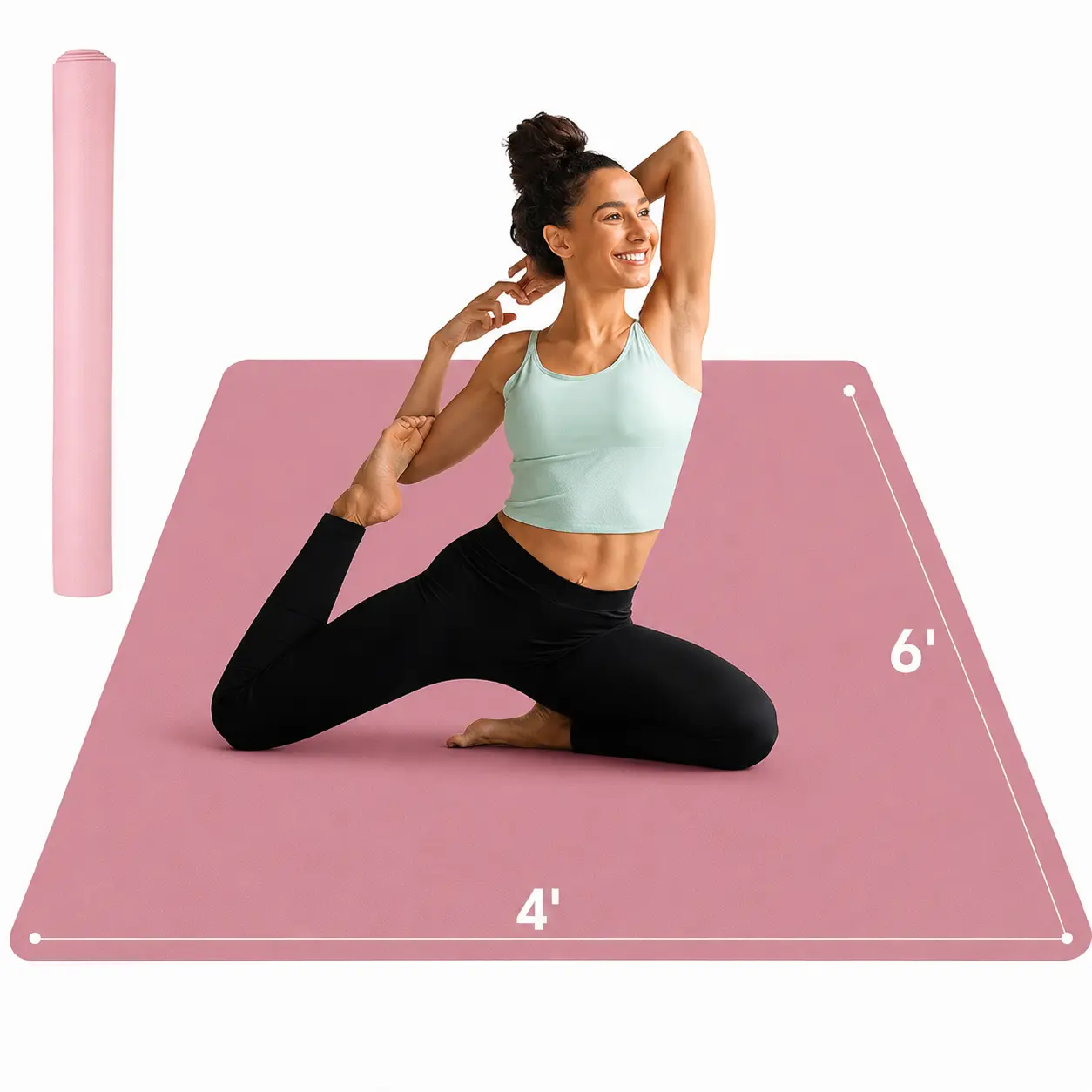 Extra Large Yoga Mat 6' x 4', 1/4-Inch Thick TPE Non-Slip Workout Mat, Durable Wide Exercise Mat for Home Gym, Yoga, Pilates, Stretching & Barefoot Fitness