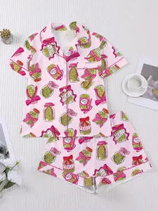 Cute Cucumber Bow Pajamas  Fun & Cozy Two-Piece Sleepwear Set